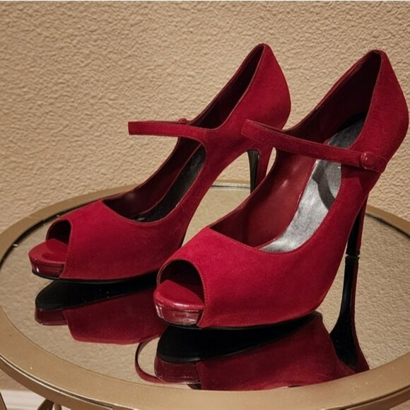 Nine West Red Leather Heels 👠 Size 8.5 M - Picture 1 of 7